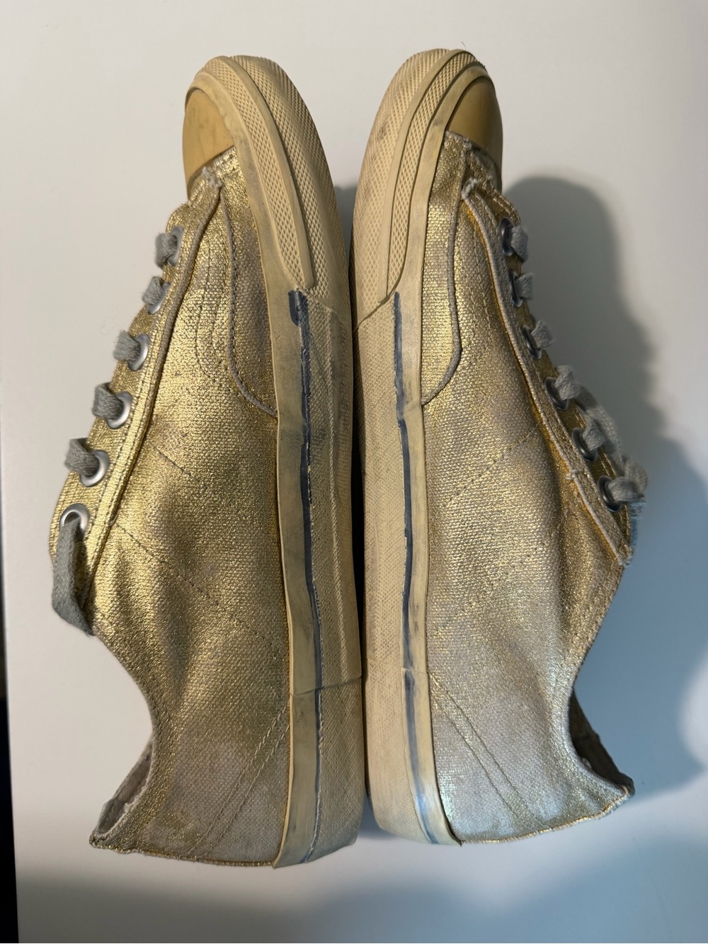 Golden Goose V-Star 2 Gold Metallic Blue Star Sneakers EU 40 - Picture 11 of 15
